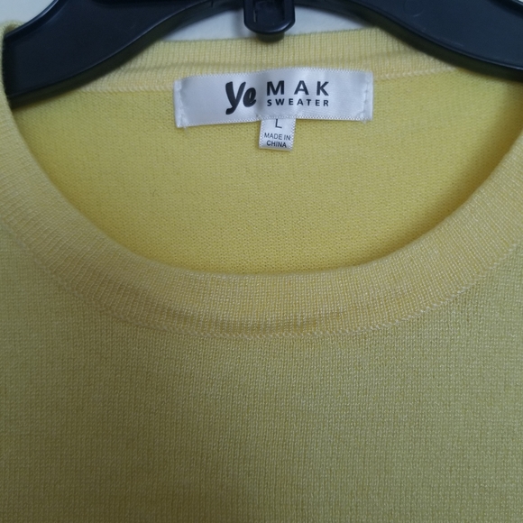 YEMAK Women's Yellow Crewneck 1/2 Basic Casual Knit Pullover Sweater Size L - Picture 6 of 6